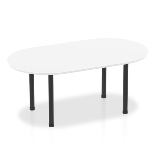 Dynamic Impulse 1800mm Boardroom Table White Top Black Post Leg I004180
