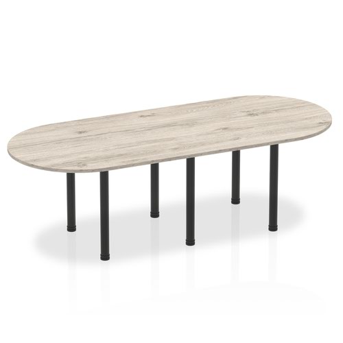 Dynamic Impulse 2400mm Boardroom Table Grey Oak Top Black Post Leg I004183