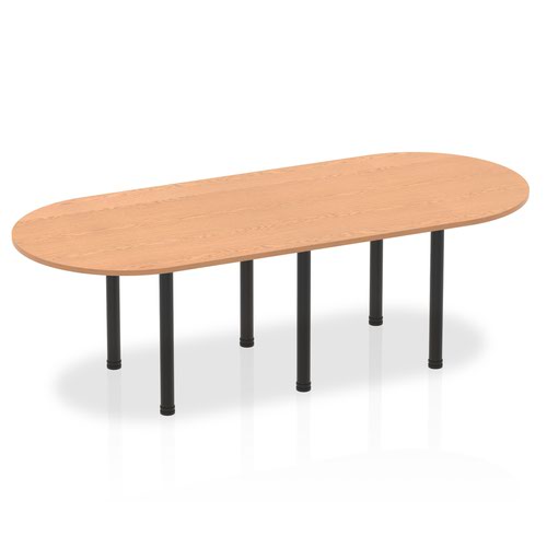 Dynamic Impulse 2400mm Boardroom Table Oak Top Black Post Leg I004185