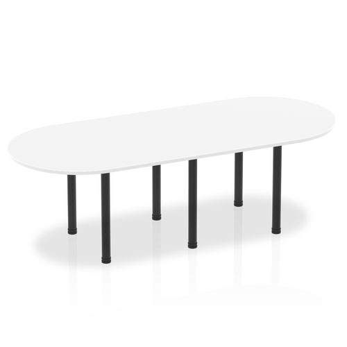 Dynamic Impulse 2400mm Boardroom Table White Top Black Post Leg I004186