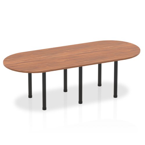 Impulse 2400mm Boardroom Table Walnut Top Black Post Leg
