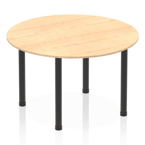 Impulse 1200mm Round Table Maple Top Black Post Leg