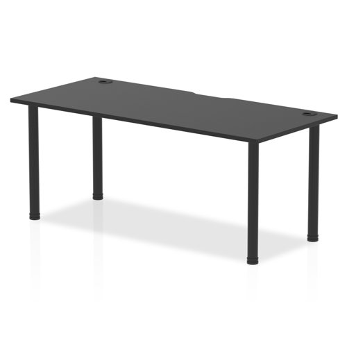 Impulse Black Series 1800 x 800mm Straight Table Black Top with Cable Ports Black Leg