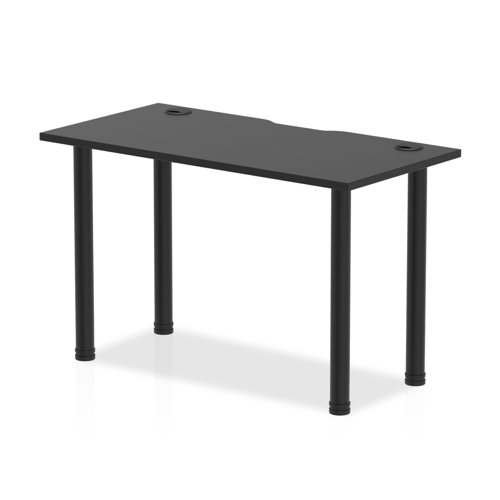 Impulse Black Series 1200 x 600mm Straight Table Black Top with Cable Ports Black Leg
