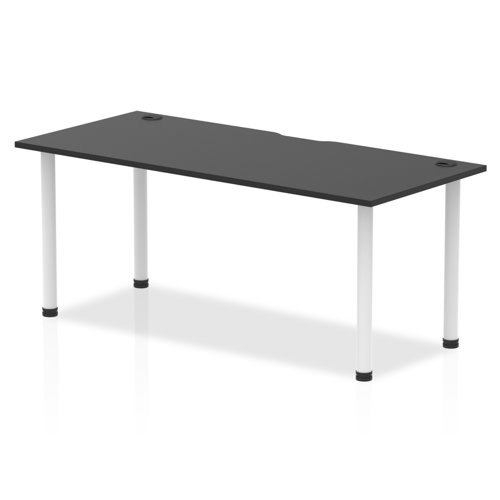 Impulse Black Series 1800 x 800mm Straight Table Black Top with Cable Ports White Leg