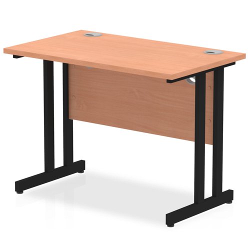 Impulse 1000 x 600mm Straight Office Desk Beech Top Black Cantilever Leg