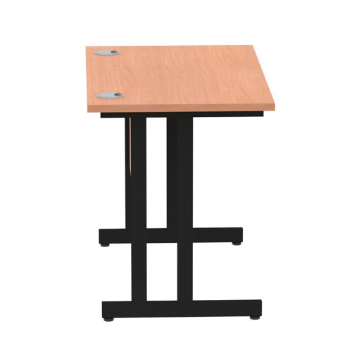 65202DY - Impulse 1000 x 600mm Straight Desk Beech Top Black Cantilever Leg I004299