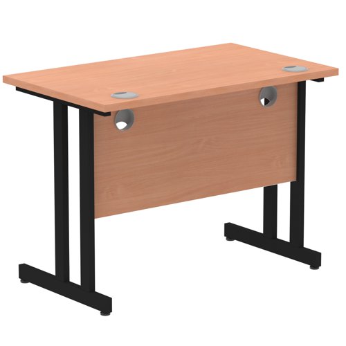 65202DY - Impulse 1000 x 600mm Straight Desk Beech Top Black Cantilever Leg I004299