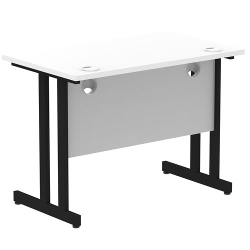 Impulse 1000 x 600mm Straight Desk White Top Black Cantilever Leg I004303
