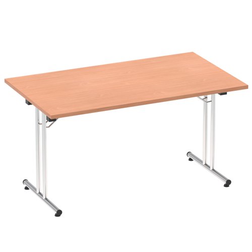 Dynamic Impulse W1400 x D800 x H715mm Rectangular Folding Table Beech Finish Silver Frame - I004317