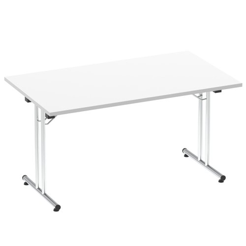 Dynamic Impulse W1400 x D800 x H715mm Rectangular Folding Table White Finish Silver Frame - I004319