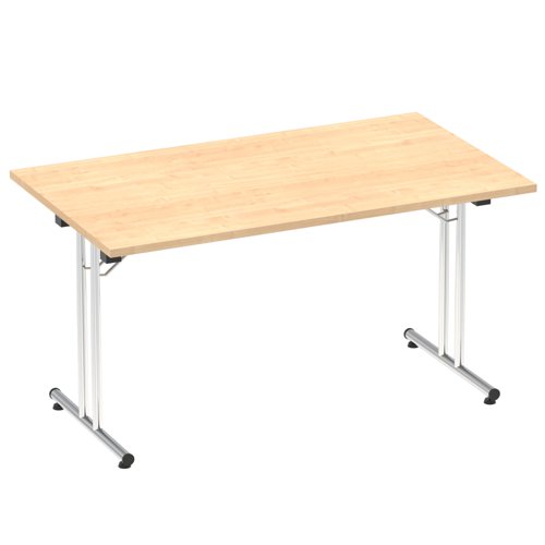 Dynamic Impulse W1400 x D800 x H715mm Rectangular Folding Table Maple Finish Silver Frame - I004320