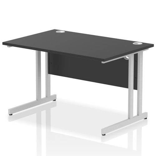 Impulse 1200 x 800mm Straight Office Desk Black Top Silver Cantilever Leg