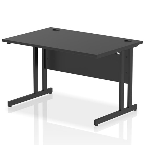 Impulse 1200 x 800mm Straight Office Desk Black Top Black Cantilever Leg
