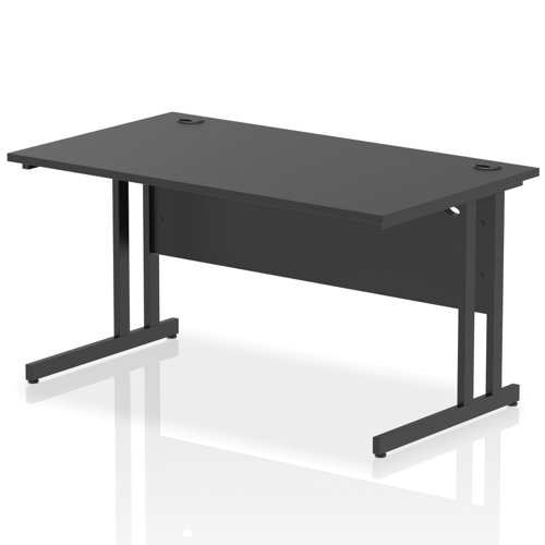 Impulse 1400 x 800mm Straight Office Desk Black Top Black Cantilever Leg