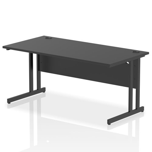 Impulse 1600 x 800mm Straight Office Desk Black Top Black Cantilever Leg