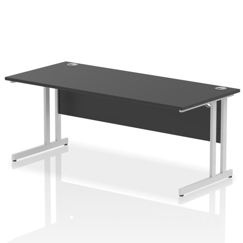 Impulse 1800 x 800mm Straight Office Desk Black Top Silver Cantilever Leg