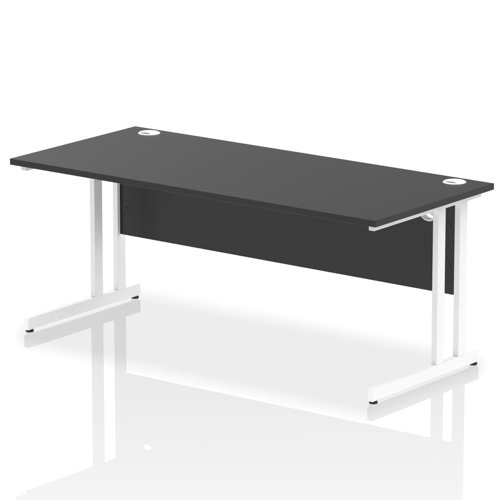 Impulse 1800 x 800mm Straight Office Desk Black Top White Cantilever Leg