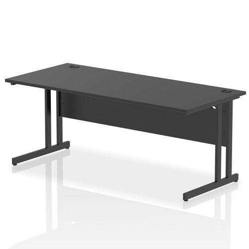 Impulse 1800 x 800mm Straight Office Desk Black Top Black Cantilever Leg
