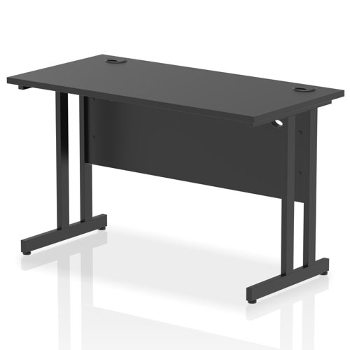 Impulse 1200 x 600mm Straight Office Desk Black Top Black Cantilever Leg