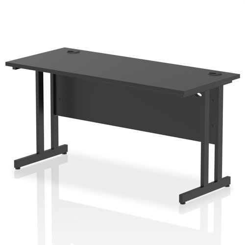 Impulse 1400 x 600mm Straight Office Desk Black Top Black Cantilever Leg