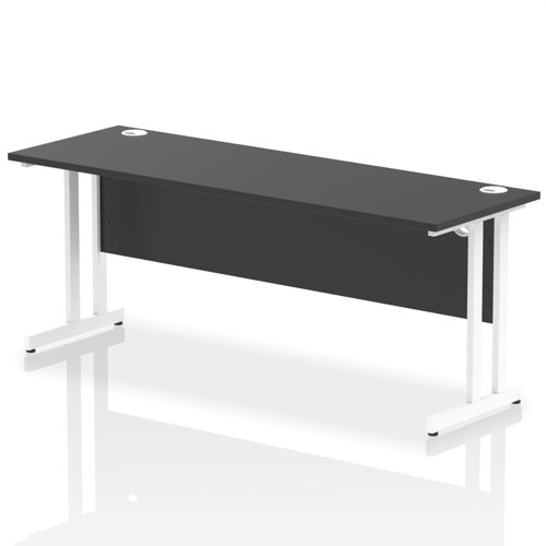 Impulse 1800 x 600mm Straight Office Desk Black Top White Cantilever Leg