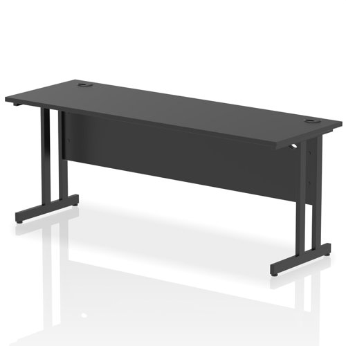 Impulse 1800 x 600mm Straight Office Desk Black Top Black Cantilever Leg