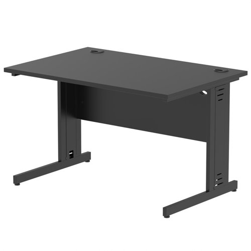 Impulse 1200 x 800mm Straight Office Desk Black Top Black Cable Managed Leg