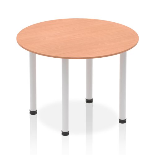 Impulse 1000mm Round Table Beech Top Silver Post Leg