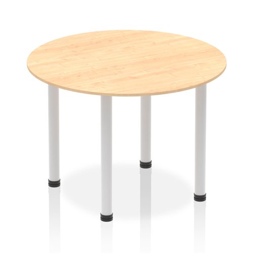 Impulse 1000mm Round Table Maple Top Silver Post Leg