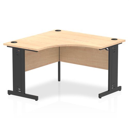 Impulse Corner Office Desk W1200 x D1200 x H730mm Cable Managed Leg Maple Finish Black Frame - I004549 DD