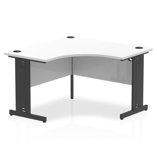 Impulse Corner Office Desk W1200 x D1200 x H730mm Cable Managed Leg White Finish Black Frame - I004570 DD