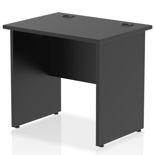 Impulse 800 x 600mm Straight Office Desk Black Top Panel End Leg