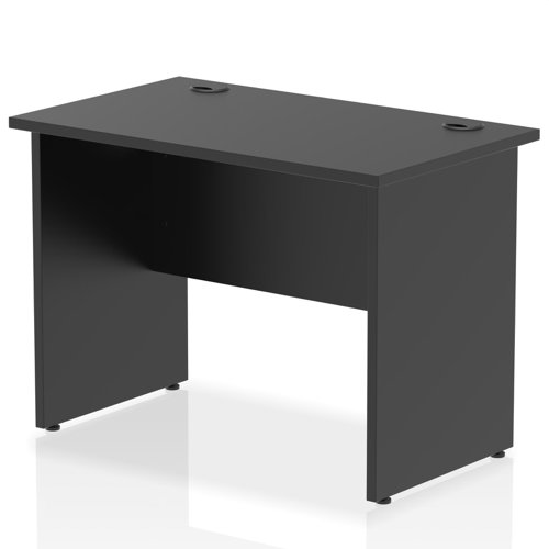 Impulse 1000 x 600mm Straight Office Desk Black Top Panel End Leg