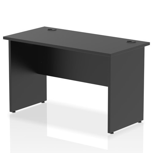 Impulse 1200 x 600mm Straight Office Desk Black Top Panel End Leg