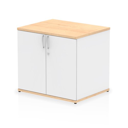 Impulse 600mm Deep Desk High Cupboard Maple and White