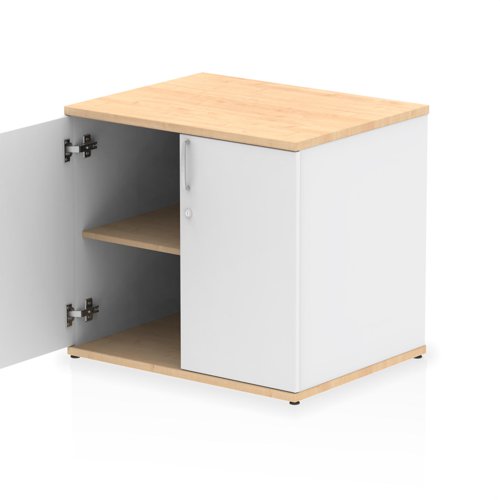 Impulse 600mm Deep Desk High Cupboard Maple and White