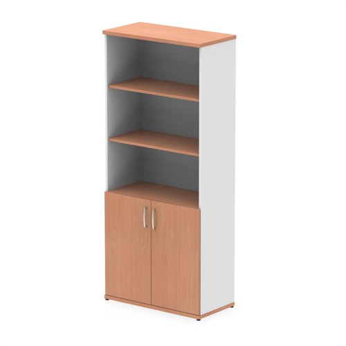 Impulse 2000mm Open Shelves Cupboard Beech and White with Beech Doors