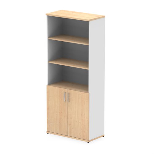 Impulse 2000mm Open Shelves Cupboard Maple and White with Maple Doors  I005109