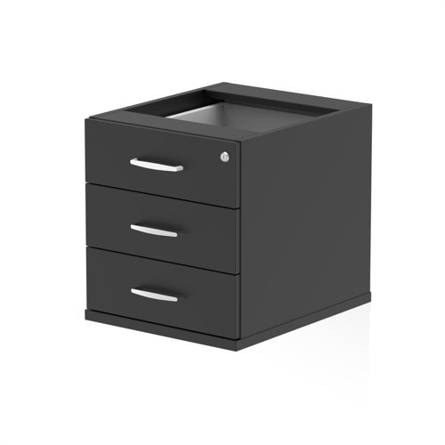 Impulse 3 Drawer Fixed Pedestal Black