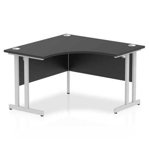 Impulse 1200mm Corner Office Desk Black Top Silver Cantilever Leg