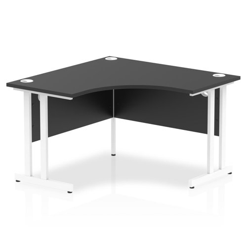 Impulse 1200mm Corner Office Desk Black Top White Cantilever Leg
