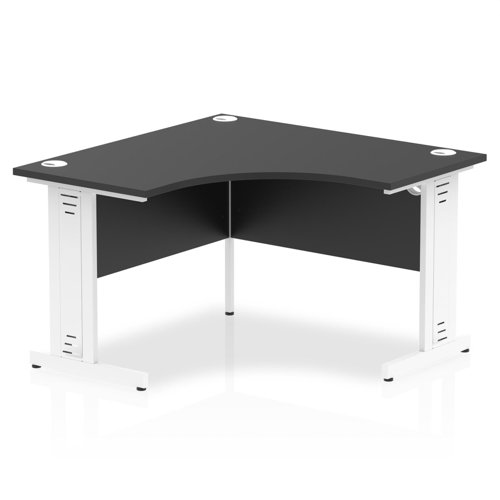 Impulse 1200mm Corner Office Desk Black Top White Cable Managed Leg