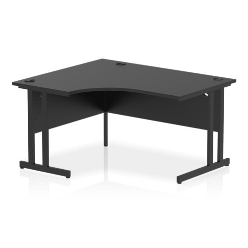 Impulse 1400mm Left Crescent Office Desk Black Top Black Cantilever Leg
