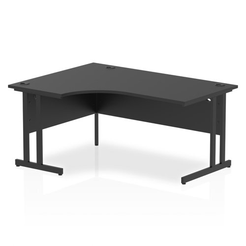 Impulse 1600mm Left Crescent Office Desk Black Top Black Cantilever Leg