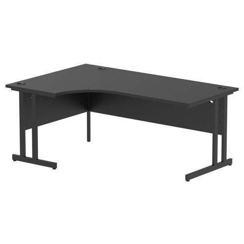 Impulse 1800mm Left Crescent Office Desk Black Top Black Cantilever Leg