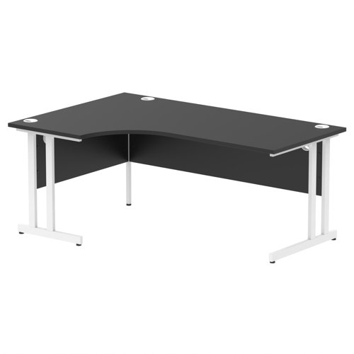 Impulse 1800mm Left Crescent Office Desk Black Top White Cantilever Leg