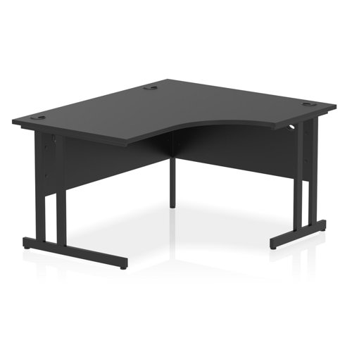 Impulse 1400mm Right Crescent Office Desk Black Top Black Cantilever Leg