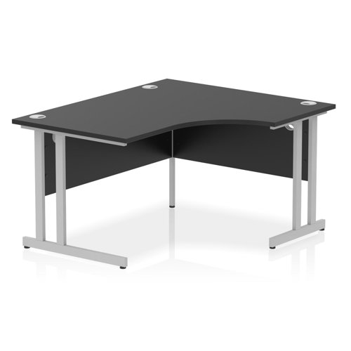 Impulse 1400mm Right Crescent Office Desk Black Top Silver Cantilever Leg