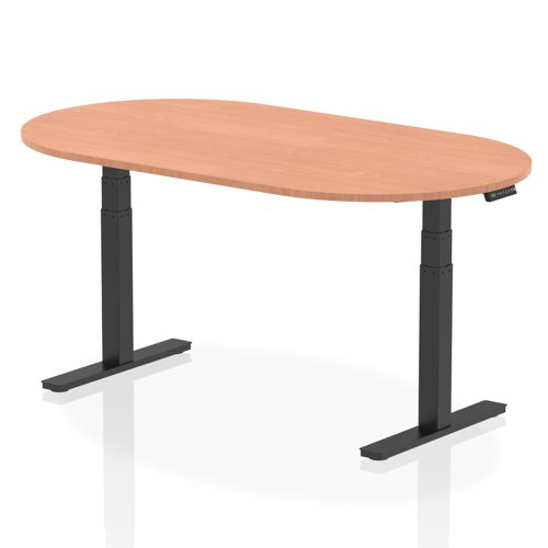 Dynamic Impulse W1800 x D1000 x H660-1310mm Height Adjustable Boardroom Table Beech Finish Black Frame - I005189
